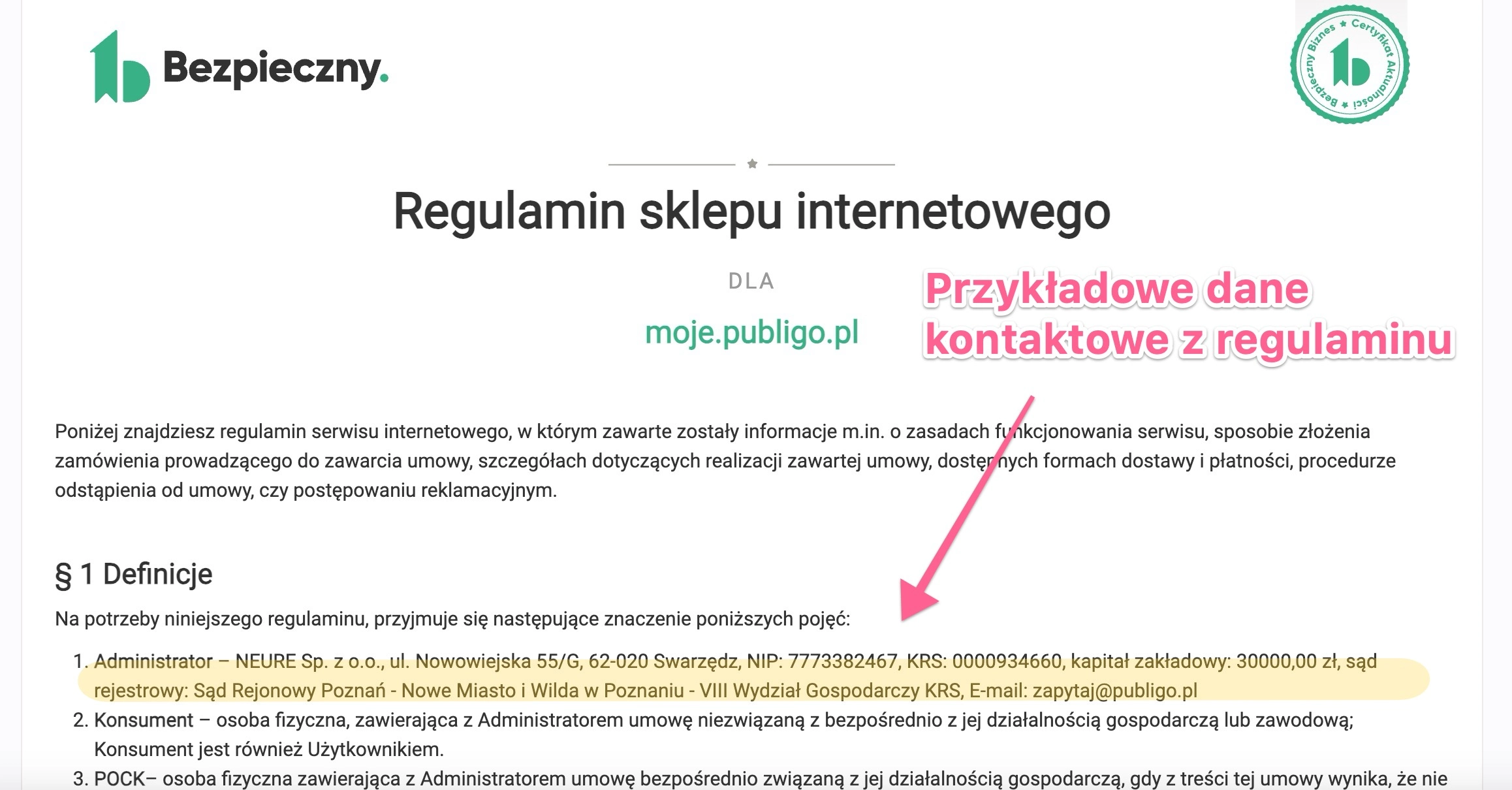 Publigo (WP Idea) - logowanie, dane kontaktowe z regulaminu